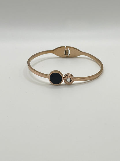 Rose Gold Dual Circle Roman Numeral Bangle