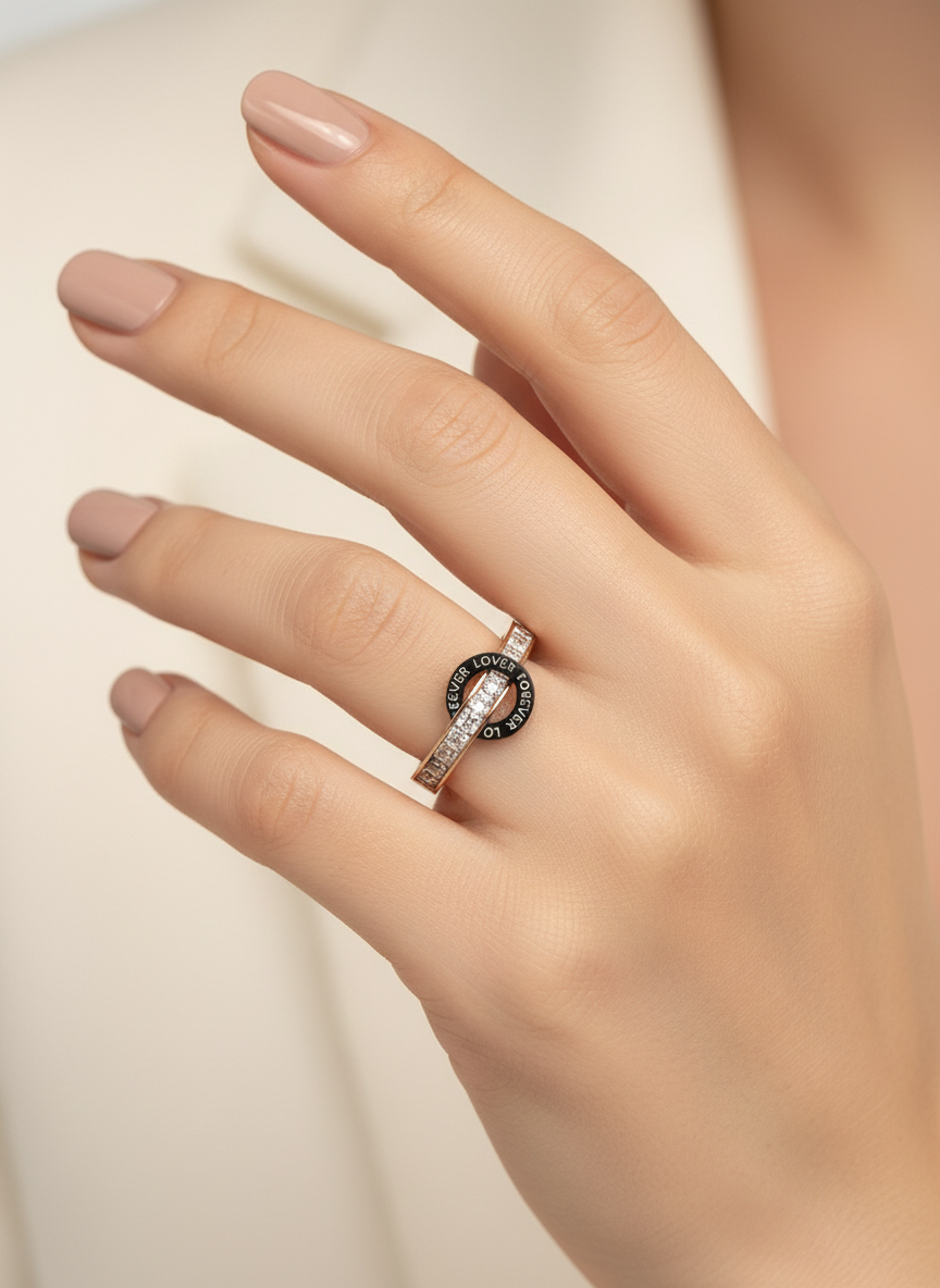 Rose Gold Pave Eternity Band Ring