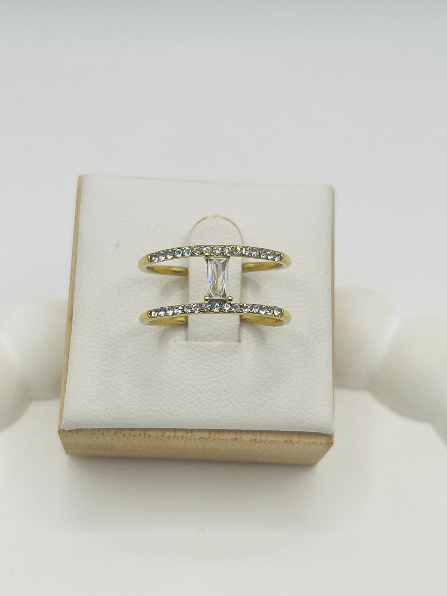Luxe Baguette Crystal Adjustable Ring
