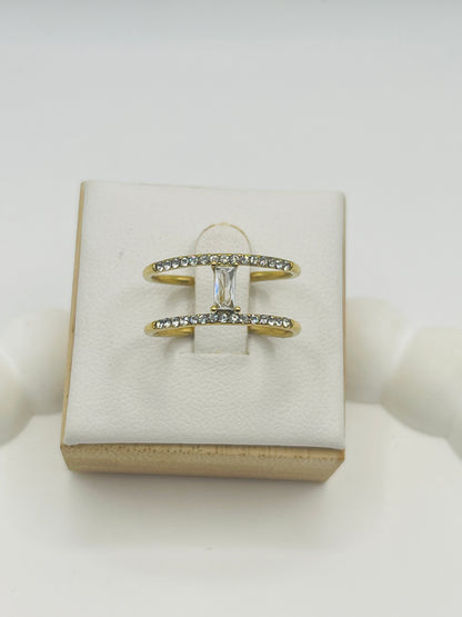 Luxe Baguette Crystal Adjustable Ring