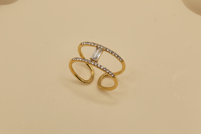 Luxe Baguette Crystal Adjustable Ring