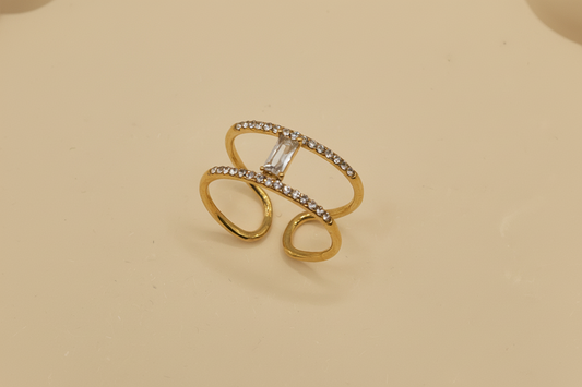 Luxe Baguette Crystal Adjustable Ring