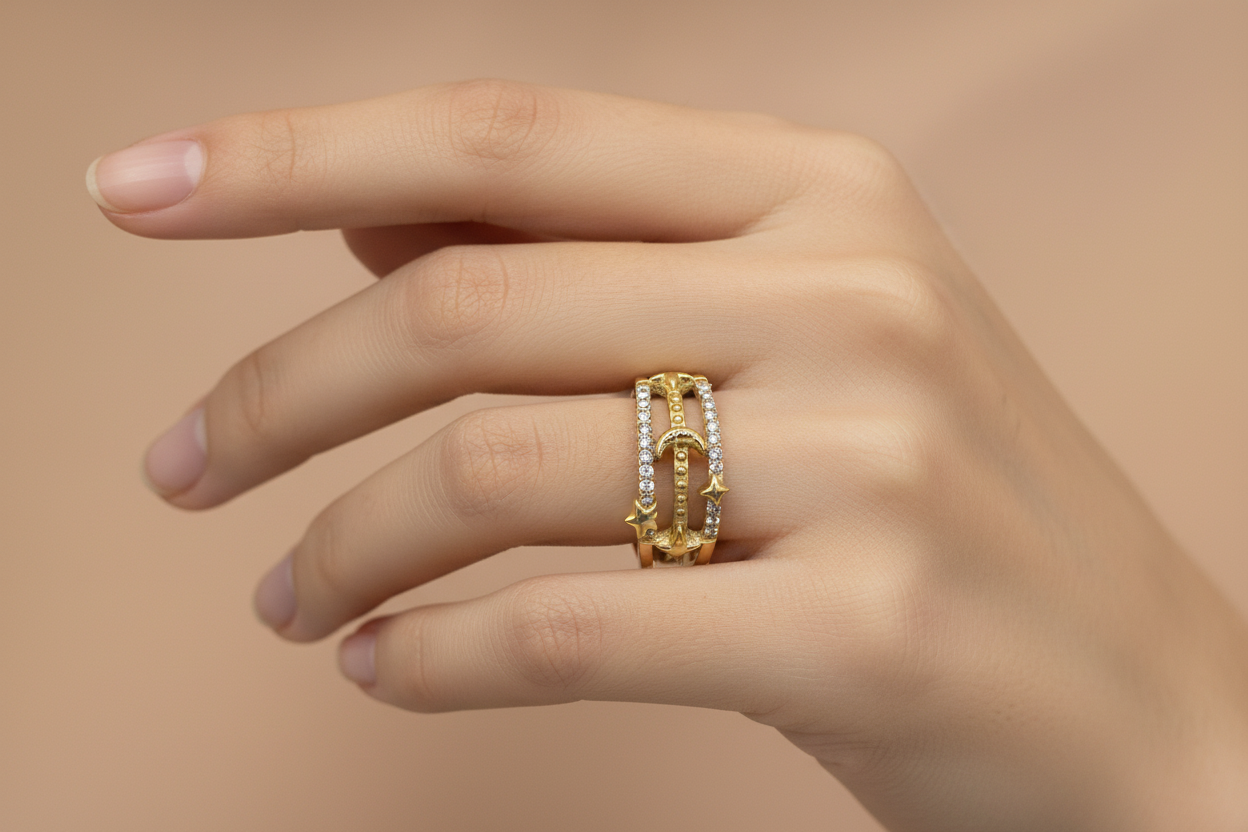 Moon Star Adjustable Ring