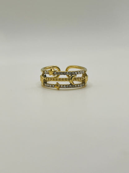 Moon Star Adjustable Ring