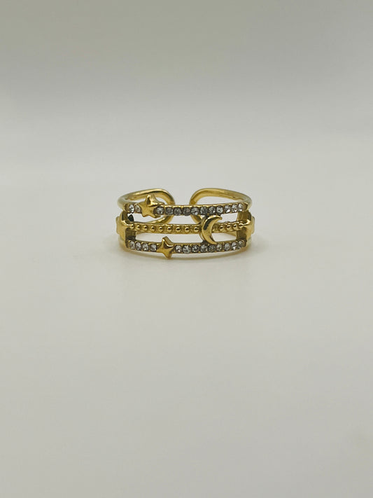 Moon Star Adjustable Ring