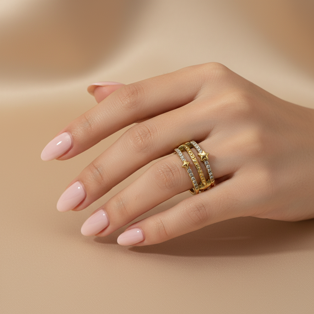 Moon Star Adjustable Ring