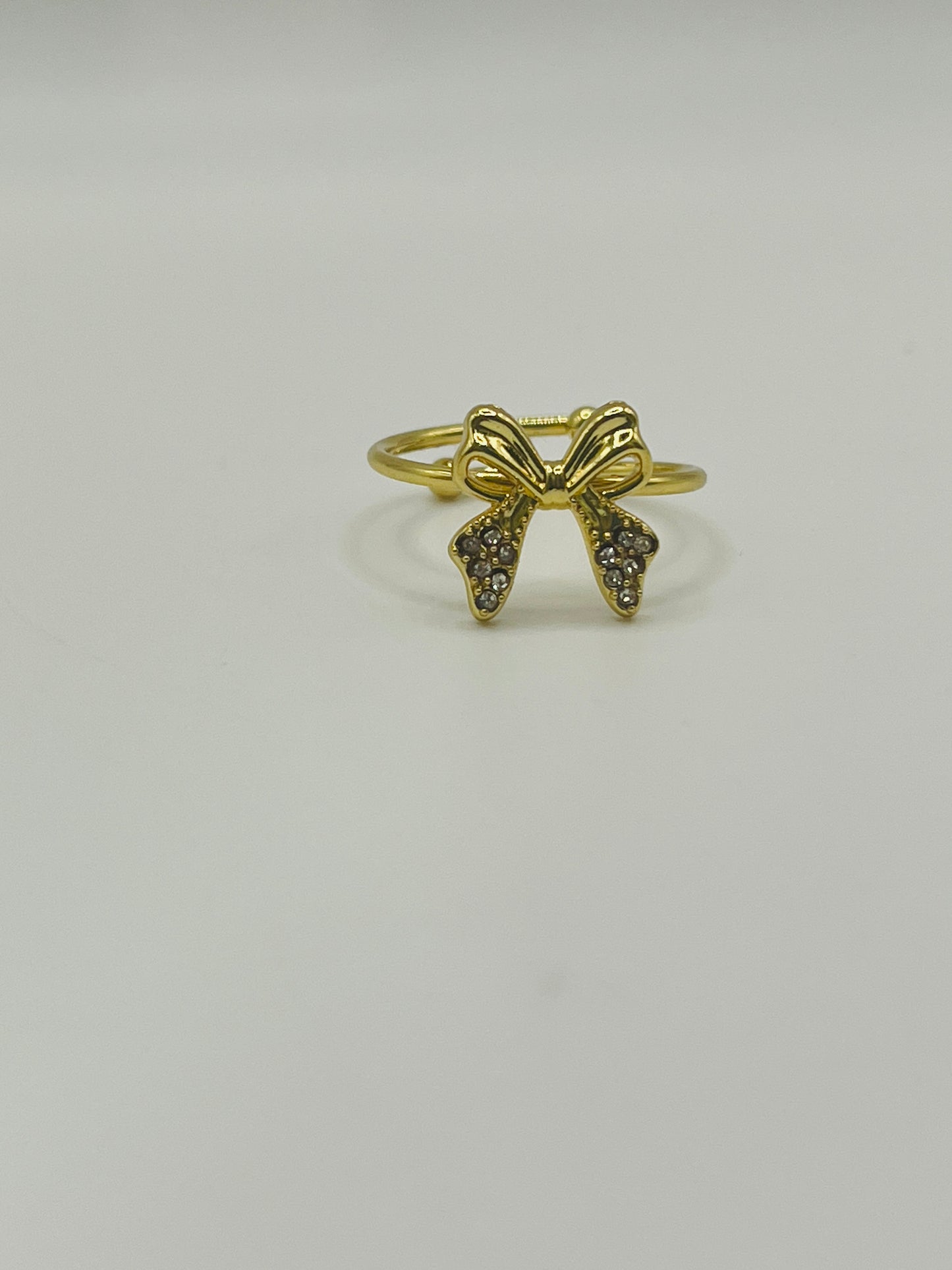 Crystal Bow Adjustable Ring - Gold Pavé