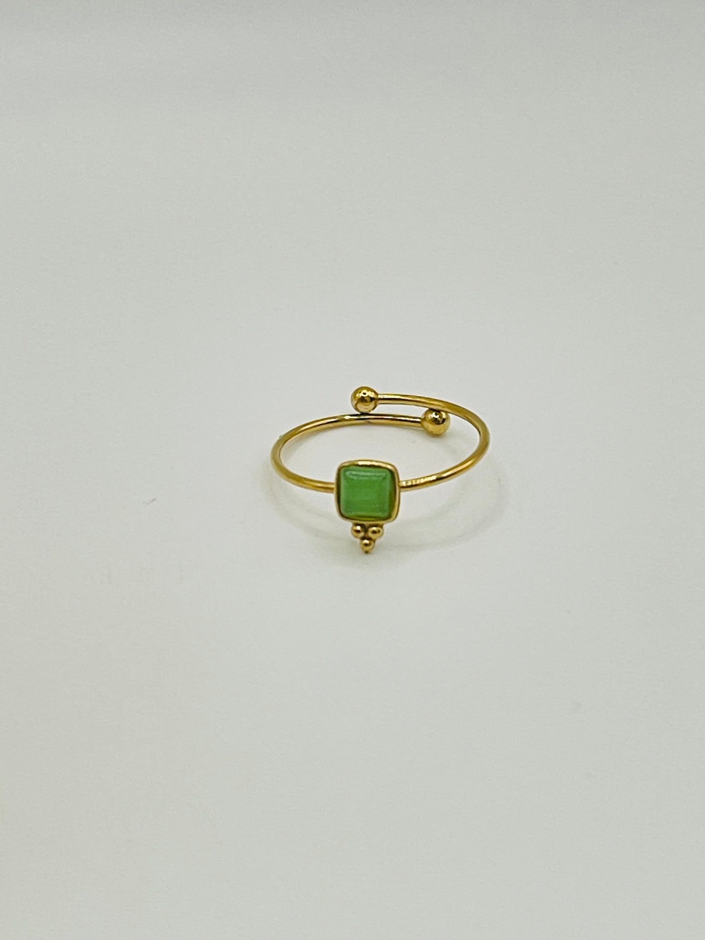 Emerald Cushion Stone Adjustable Ring - Gold