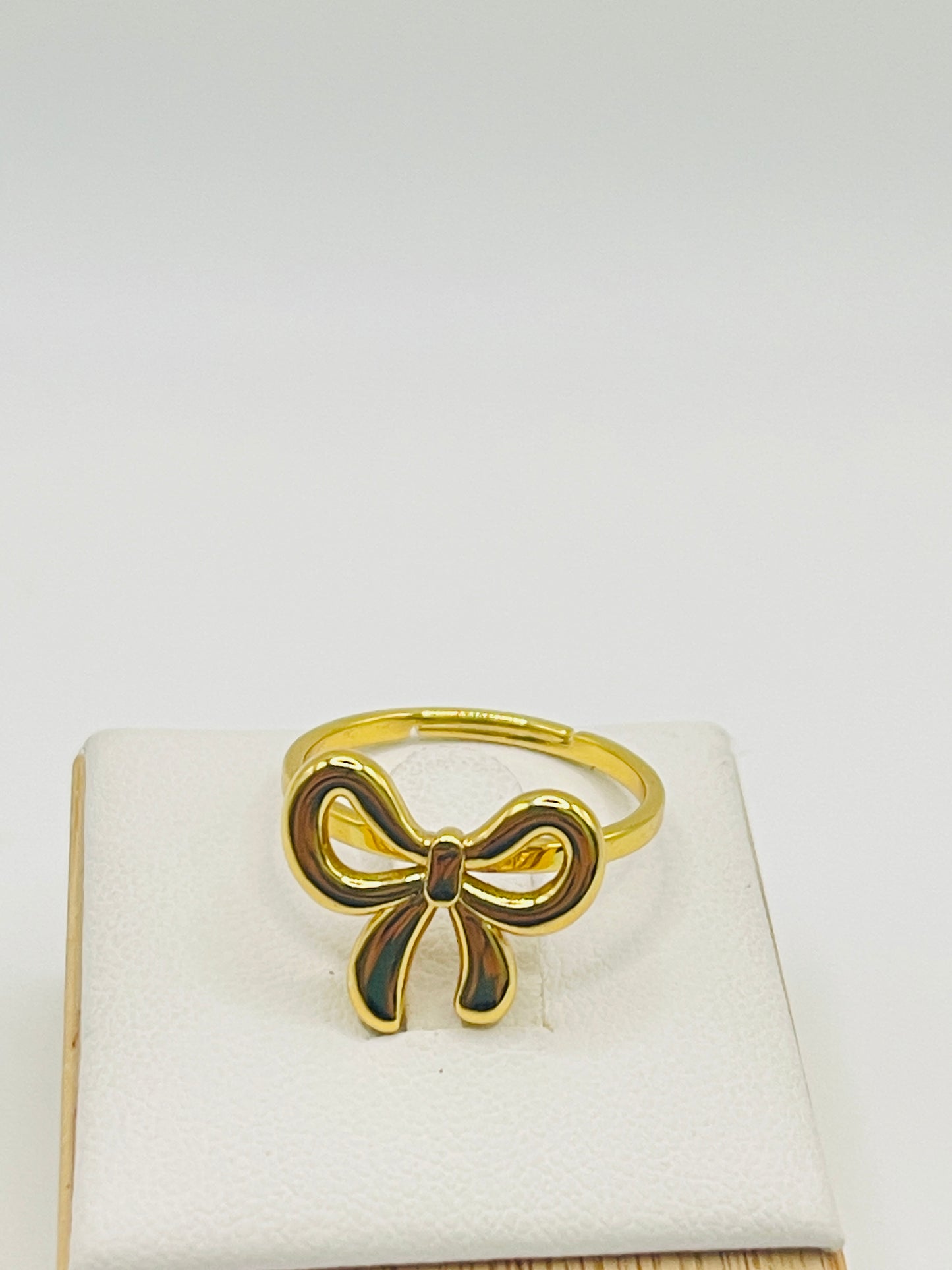 Gold Bow Adjustable Ring - Polished Finish