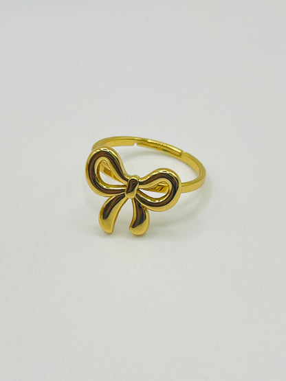 Gold Bow Adjustable Ring - Polished Finish