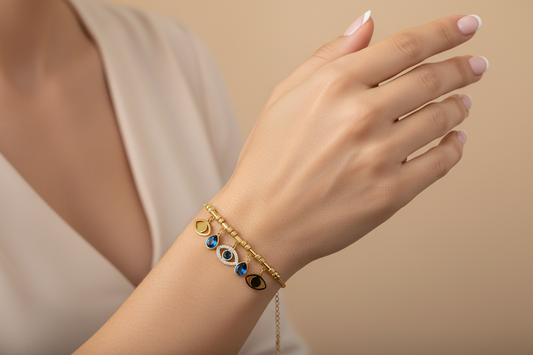 Evil Eye Charm Gold Bracelet