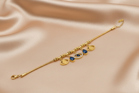 Evil Eye Charm Gold Bracelet
