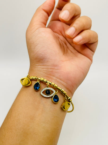 Evil Eye Charm Gold Bracelet