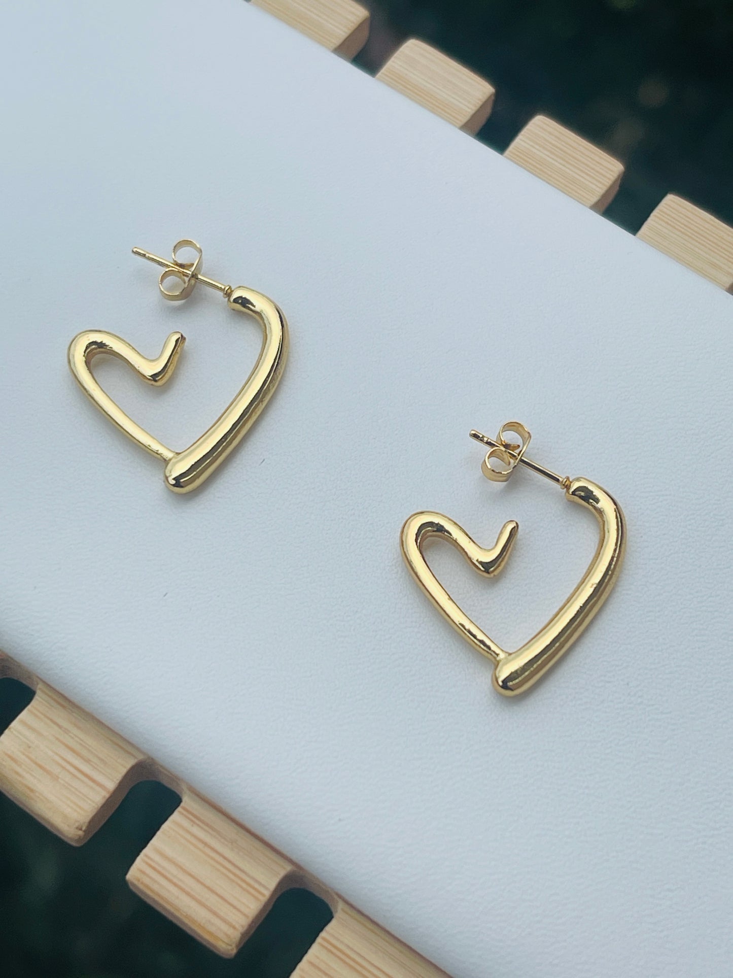 Open Heart Stud Earrings - gold hoops