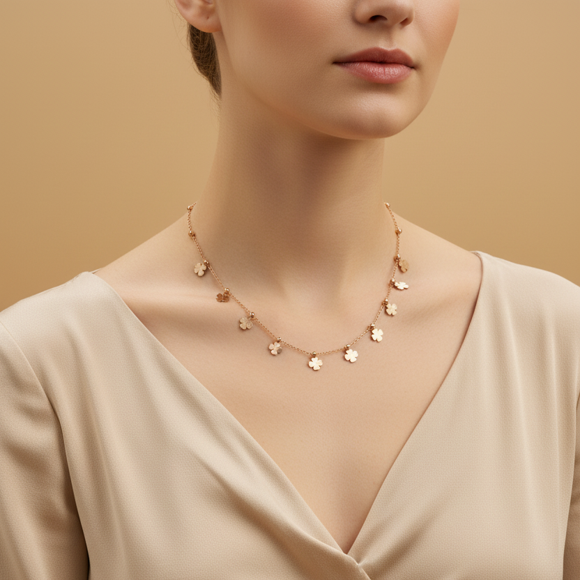 Rose Bloom Charm Necklace