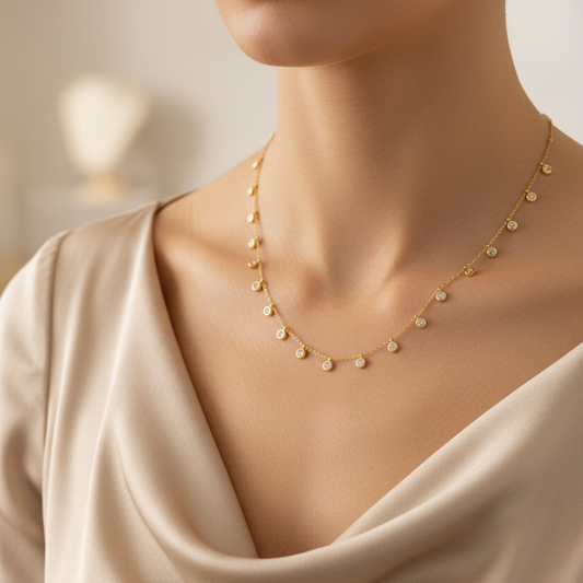 Starlit Drop Charm Necklace