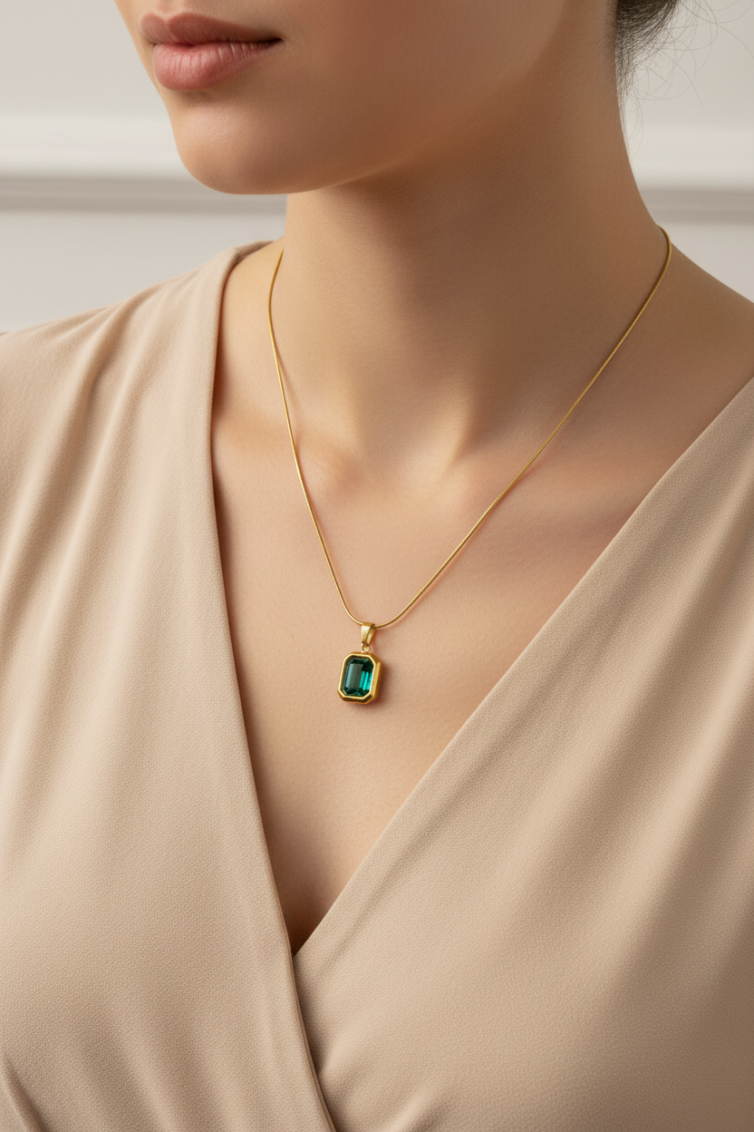 Emerald Glow Pendant Necklace