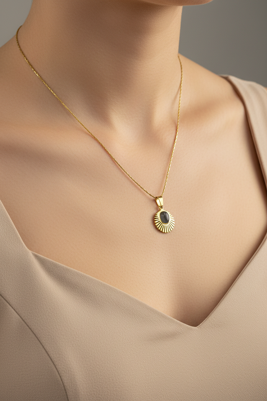 Midnight Sunburst Pendant Chain