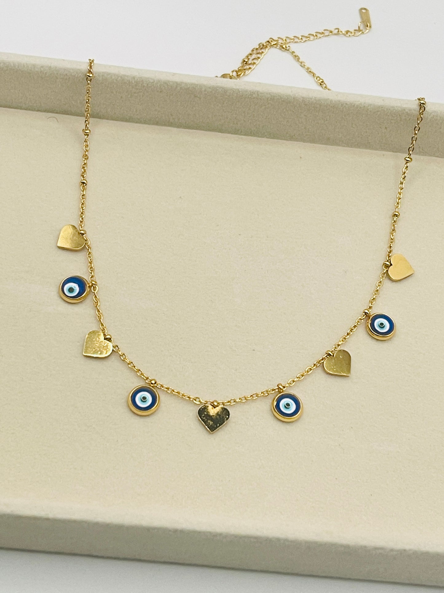 Evil Eye Heart Charm Necklace