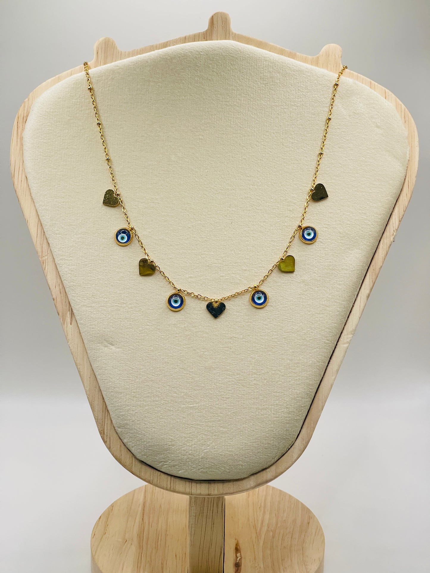 Evil Eye Heart Charm Necklace