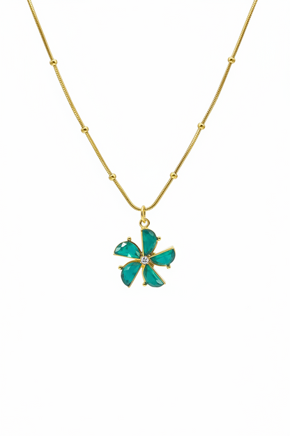 Emerald Bloom Charm Necklace