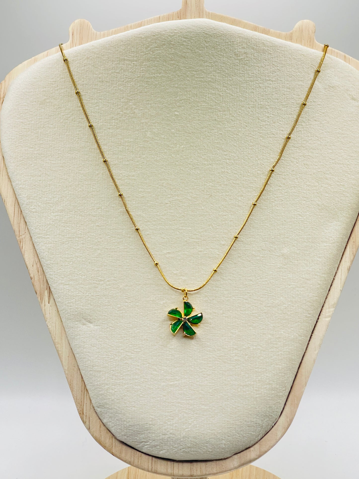 Emerald Bloom Charm Necklace