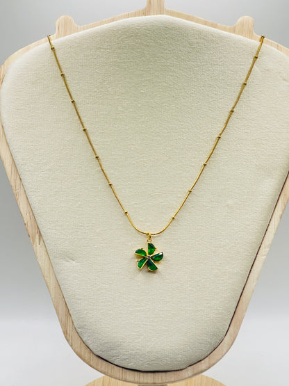 Emerald Bloom Charm Necklace