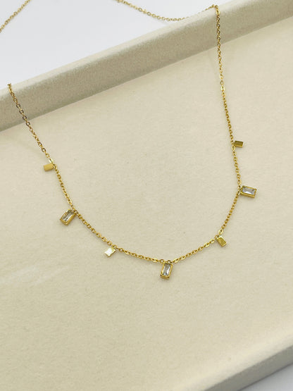 Delicate Baguette Charm Necklace