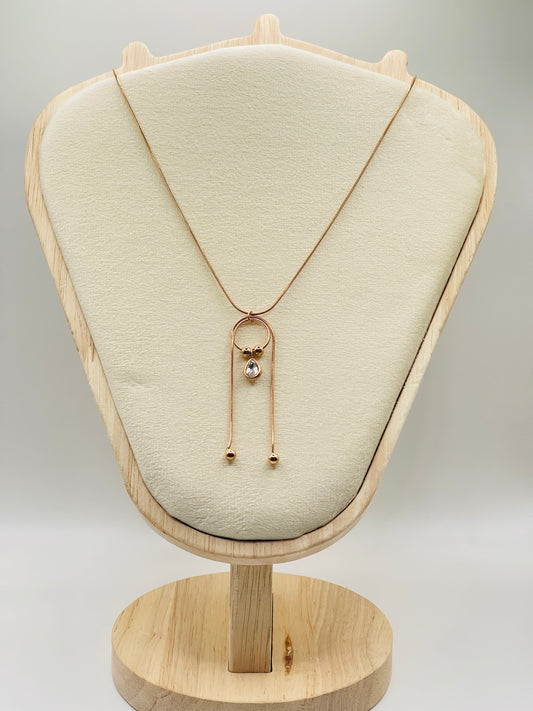 Rose Gold Drop Loop Necklace