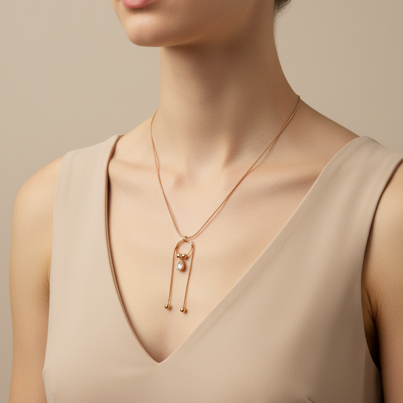 Rose Gold Drop Loop Necklace