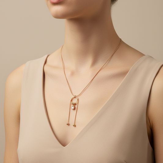 Rose Gold Drop Loop Necklace