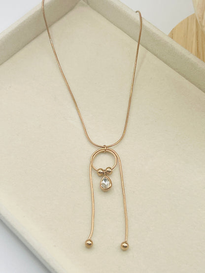 Rose Gold Drop Loop Necklace