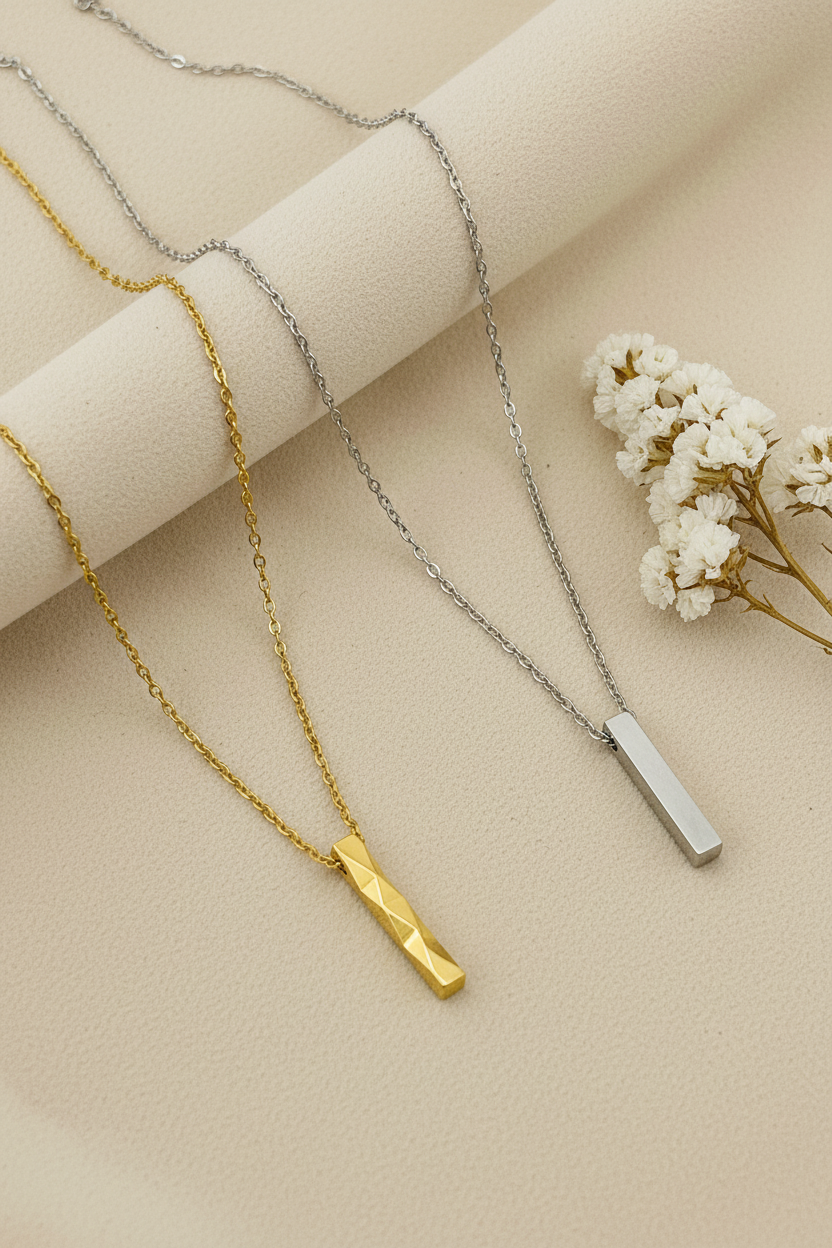 Minimalist Bar Pendant Chain –  (Unisex)