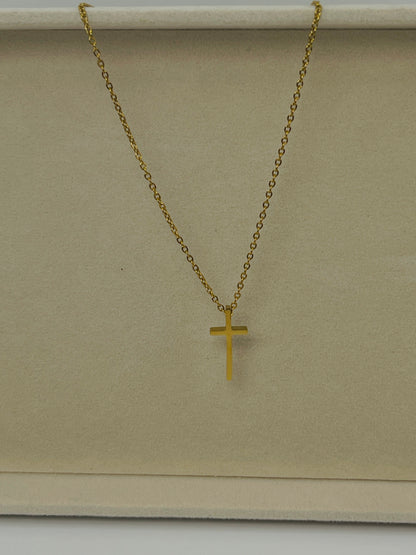 Classic Cross Pendant Chain – Gold (Unisex)