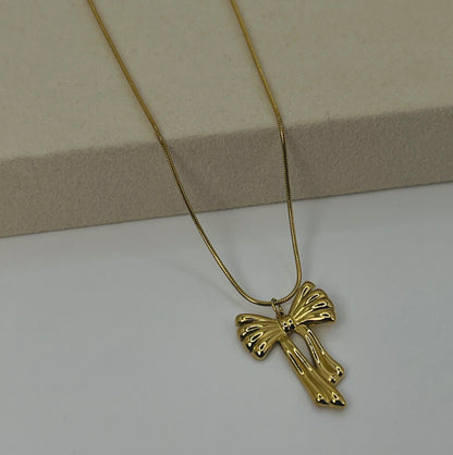 Elegant Bow Charm Chain -Gold