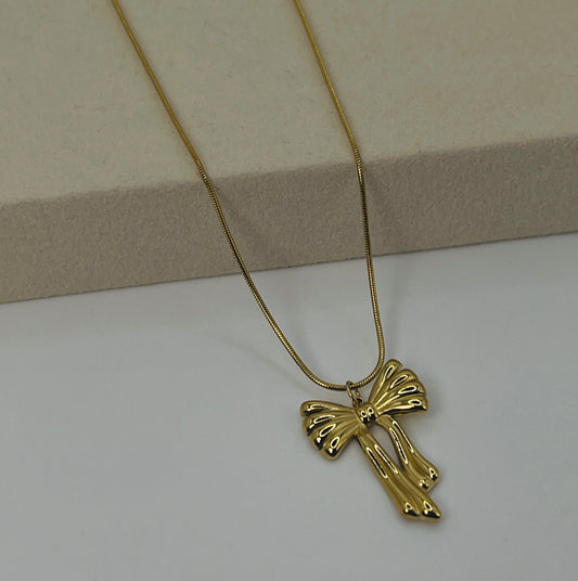 Elegant Bow Charm Chain -Gold