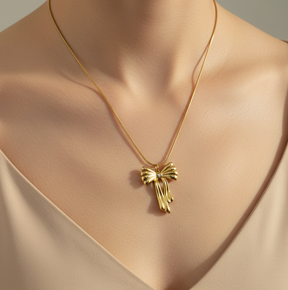 Elegant Bow Charm Chain -Gold