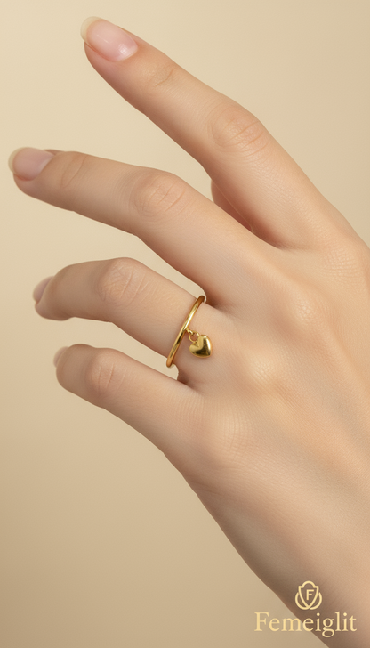 Dainty Heart Charm Ring