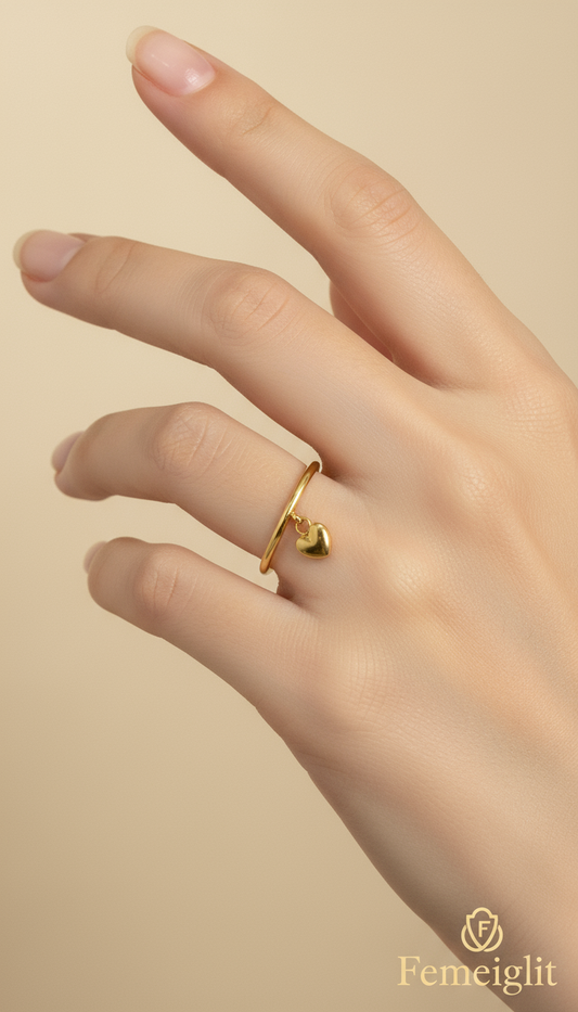 Dainty Heart Charm Ring