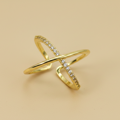 Elegant Crossline Adjustable Ring