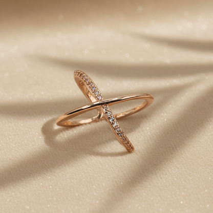 Elegant Crossline Adjustable Ring