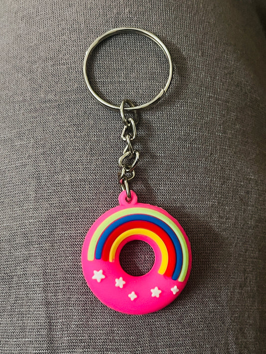 Rainbow Donut Keychain