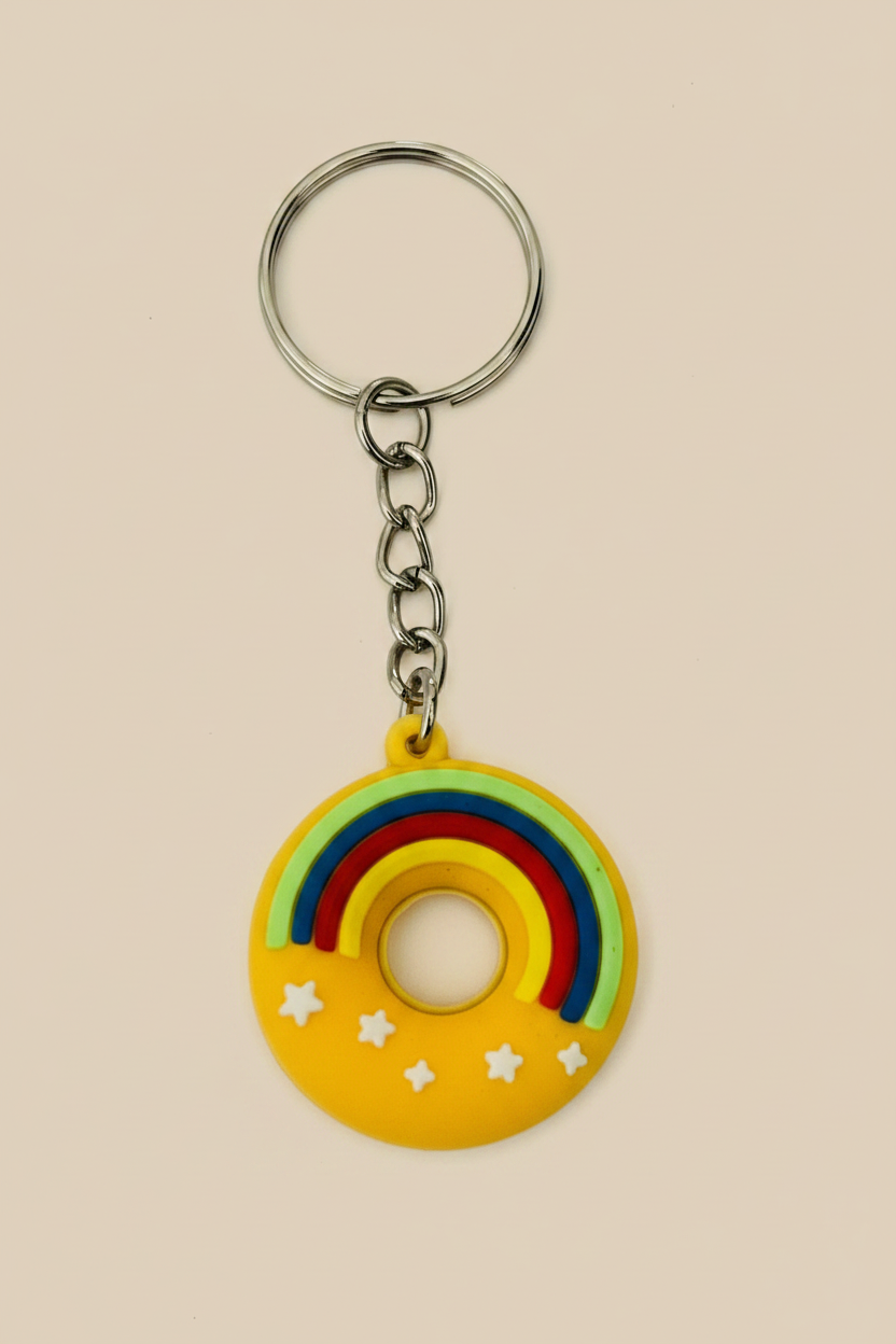 Rainbow Donut Keychain – Sunshine Yellow