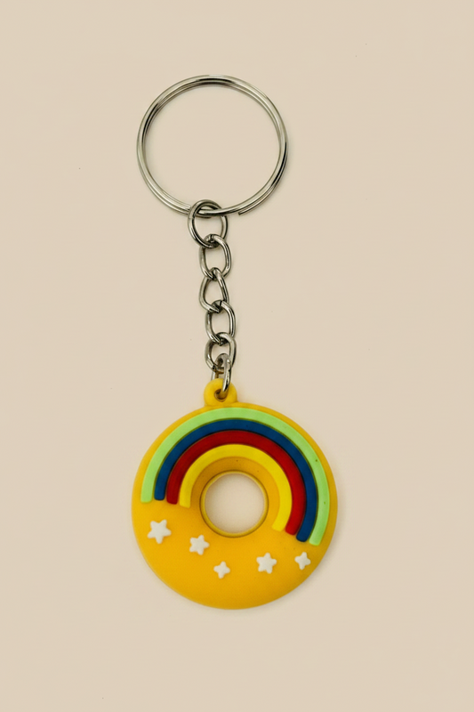 Rainbow Donut Keychain – Sunshine Yellow
