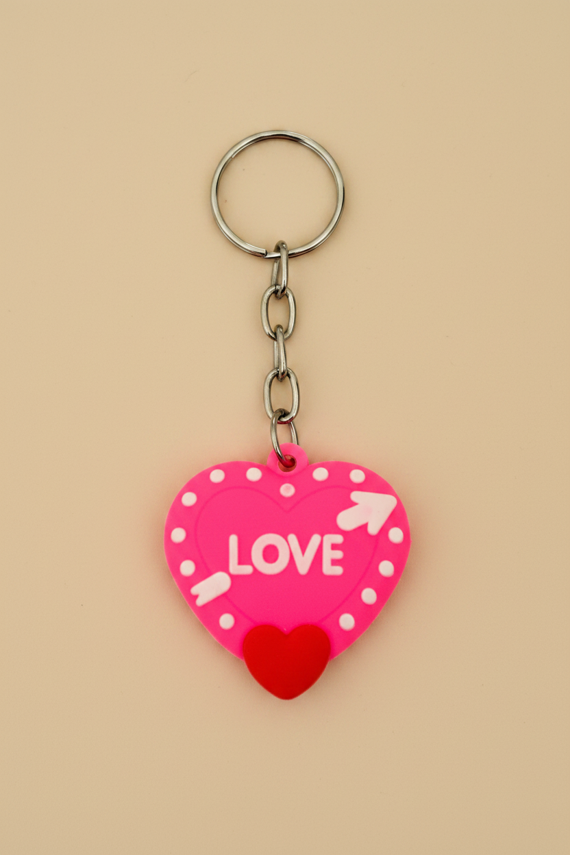Pink Love Heart Keychain