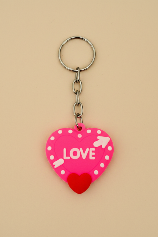 Pink Love Heart Keychain