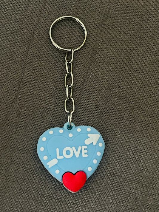 Blue Love Heart Keychain