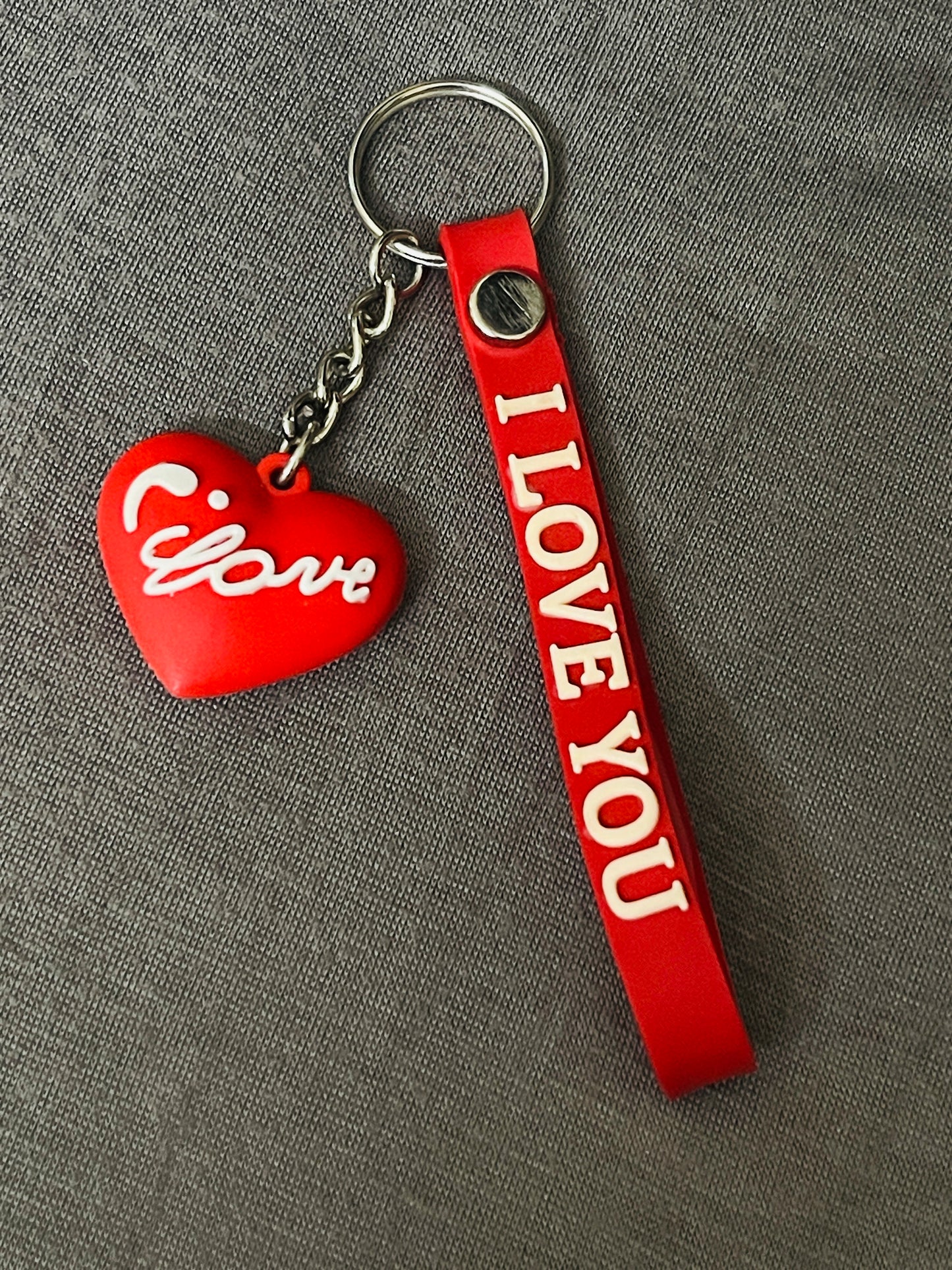 I Love You Script Heart Keychain