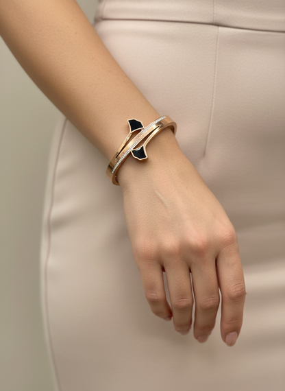 Motif Pave Rose Gold Bangle