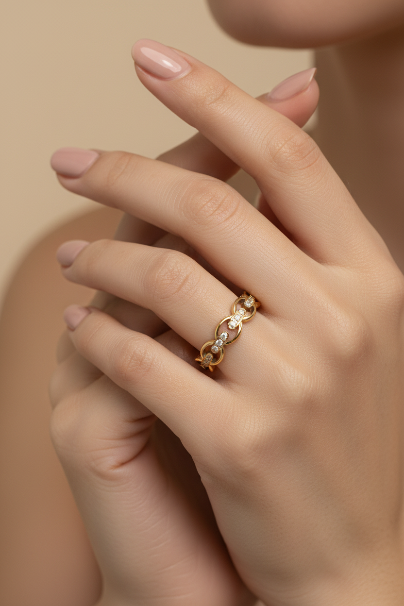 Golden Diamond Band Ring